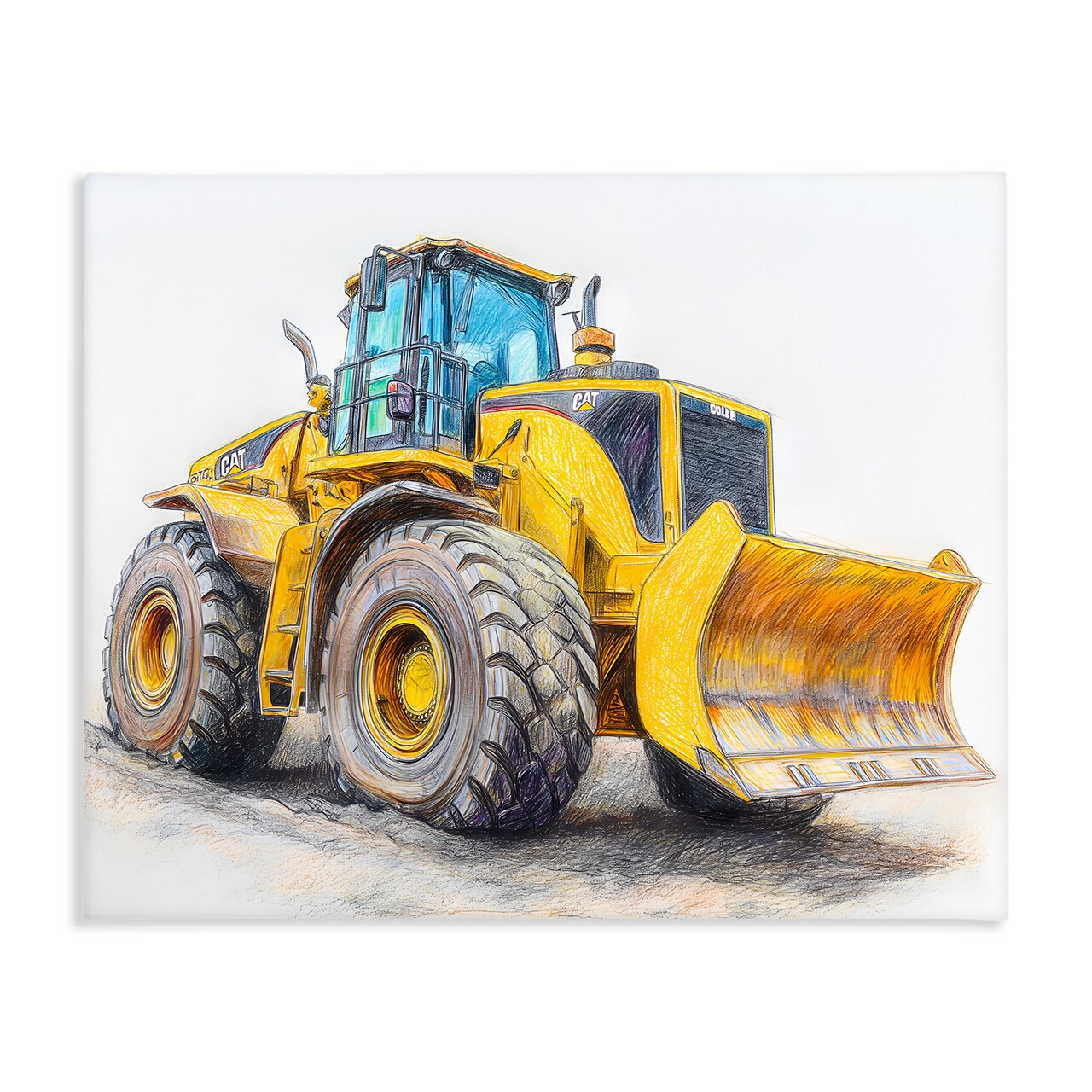 Stupell Industries Industrial Excavator Drawing Canvas, design by Steve Hunziker